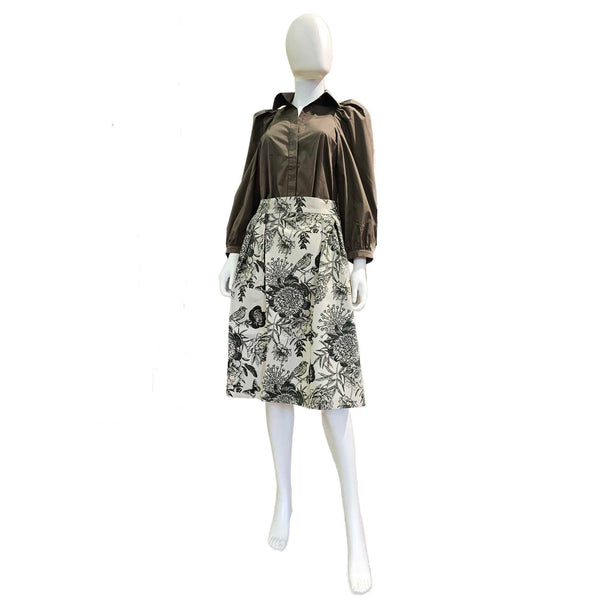 Marianna Déri, Rock Hanna Skirt Bird in Beige-Olivgrün