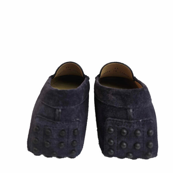 Milliways, dunkelblaue Wildleder-Slipper mit Noppen