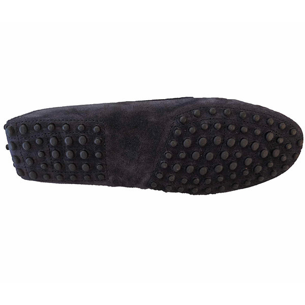 Milliways, dunkelblaue Wildleder-Slipper mit Noppen