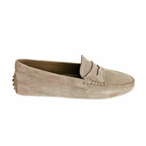 Milliways, sandfarbene Wildleder-Slipper mit Noppen