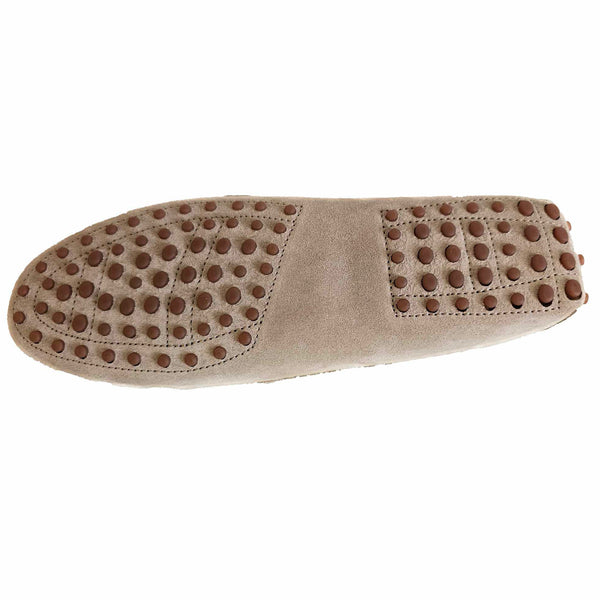 Milliways, sandfarbene Wildleder-Slipper mit Noppen
