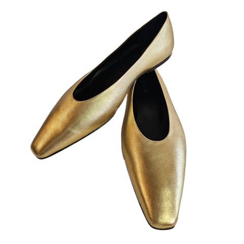 ODARE, Perlatoleder-Ballerina in Gold
