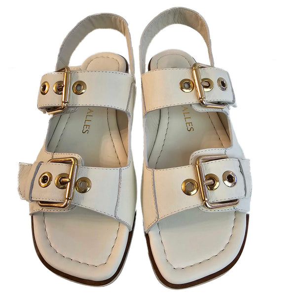 Pedro Miralles, flache Sandalette in Creme