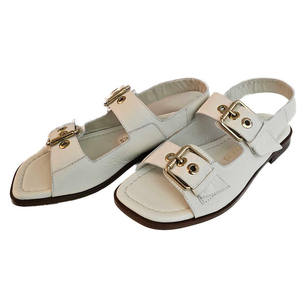 Pedro Miralles, flache Sandalette in Creme