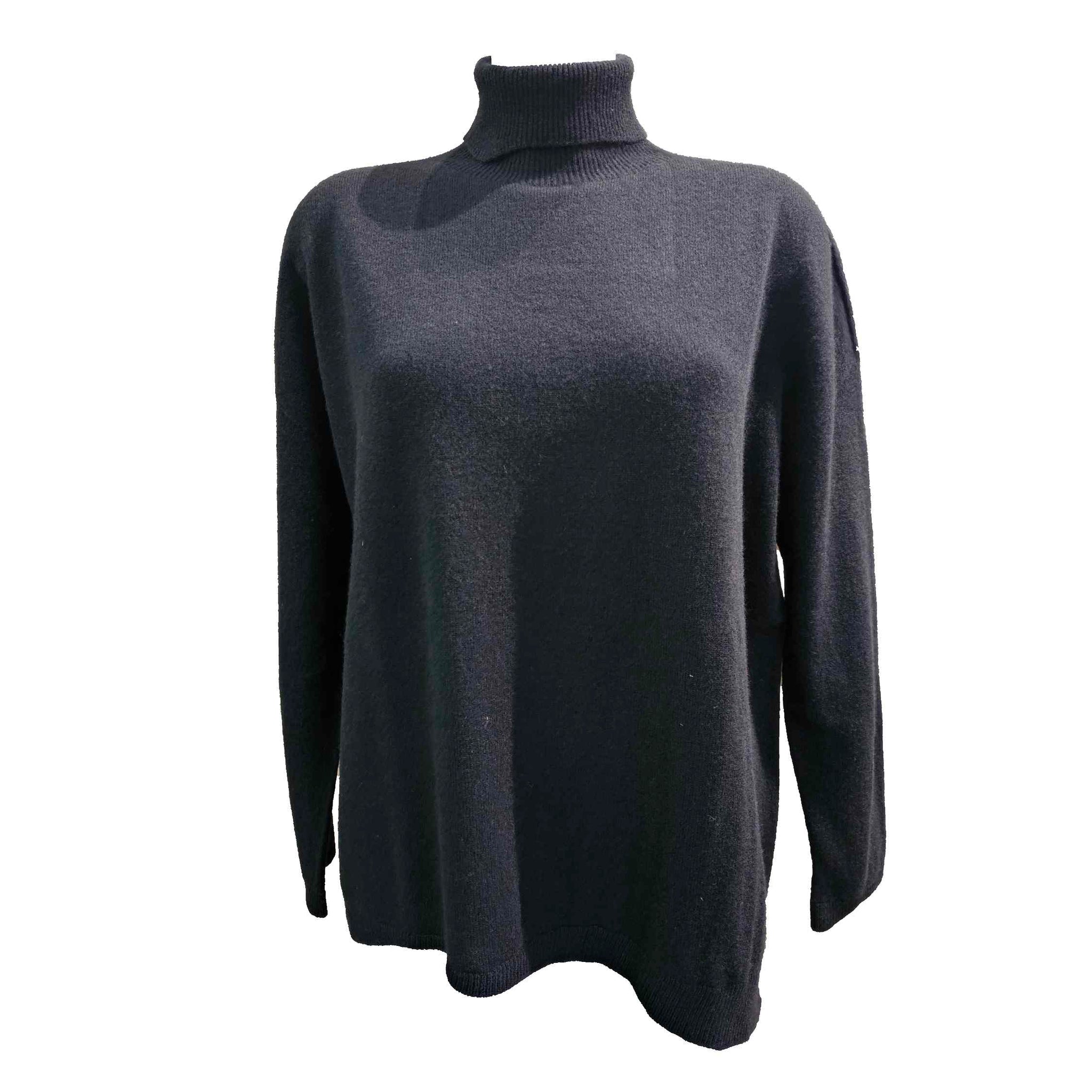 Vanisé, weit geschnittener Rollkragenpullover in Schwarz