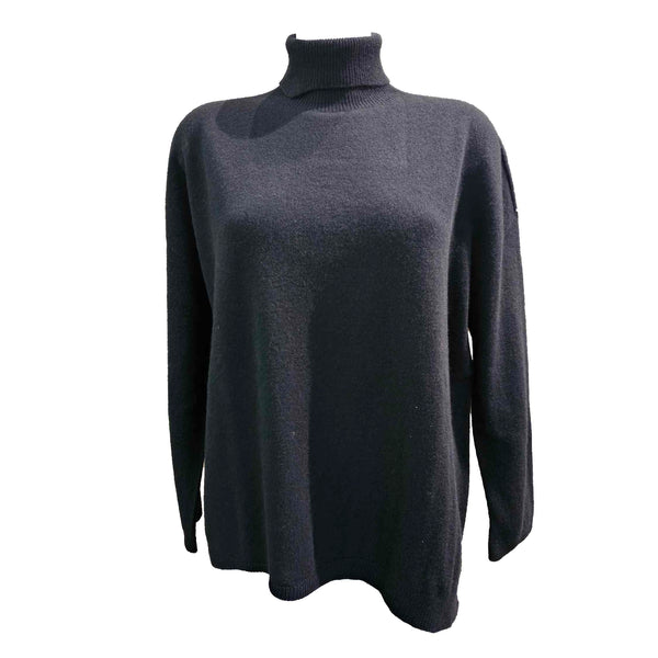 Vanisé, weit geschnittener Rollkragenpullover in Schwarz