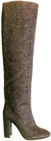 Pura Lopez, Overknee-Stiefel in silbernem Lurex