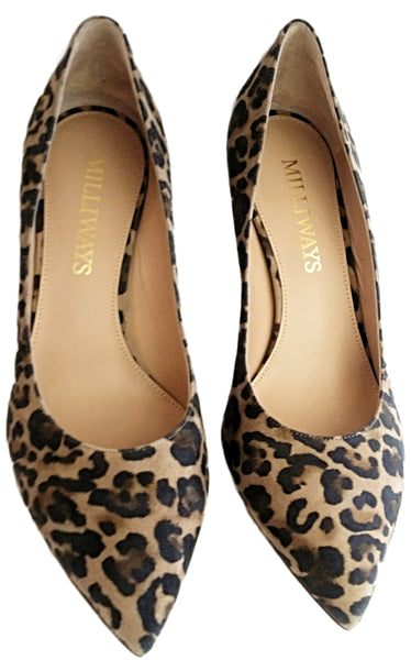 Milliways, Pumps in Leoprint aus weichem Nubukleder