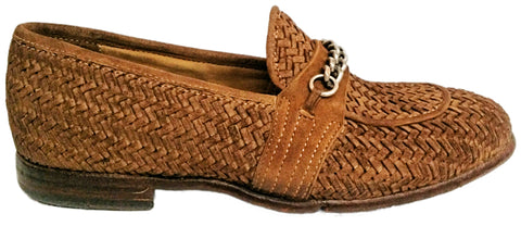 Lemargo, tabakfarbener Loafer aus Flechtwildleder