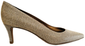 Mascaro, spitzer Pumps aus Lurex in Silber-Gold