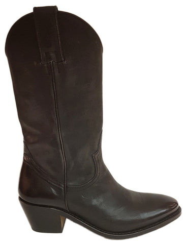 Perlita Peaches, Cowboystiefel aus weichem Leder in Schwarz