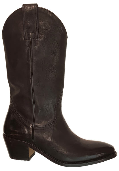 Perlita Peaches, Cowboystiefel aus weichem Leder in Schwarz