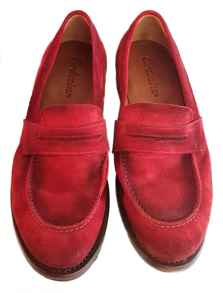 Cordwainer, rahmengenähter Wildleder-Slipper in Rot