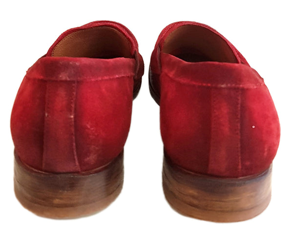 Cordwainer, rahmengenähter Wildleder-Slipper in Rot