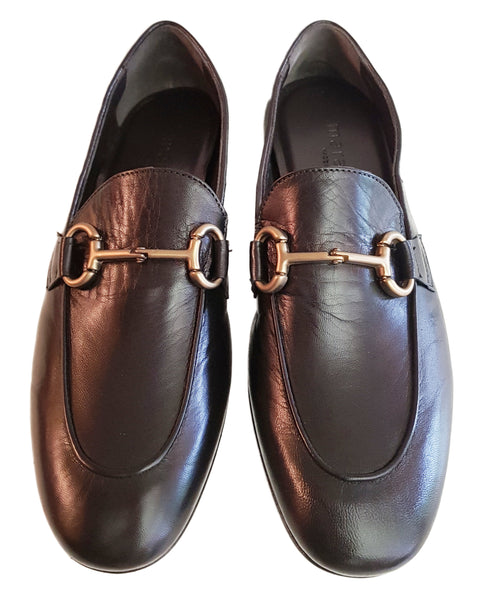 Mara Bini, Loafer in Schwarz mit Lasche und Zierschnalle
