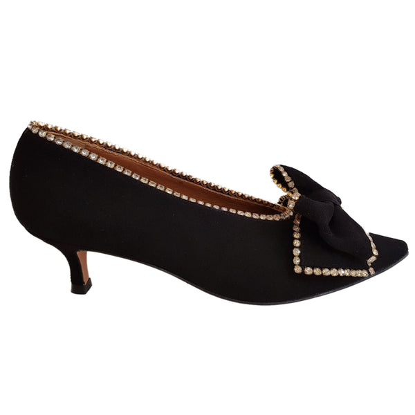 RAS, schwarze Wildederpumps mit Strass