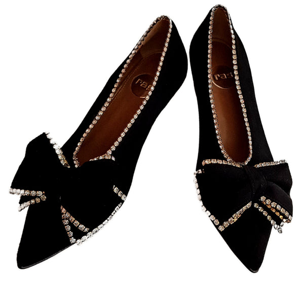 RAS, schwarze Wildederpumps mit Strass