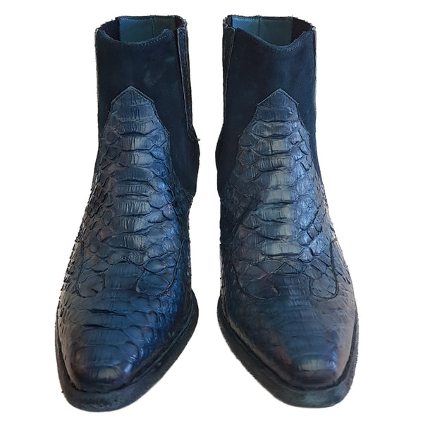 Ghost, rahmengenähte Cowboy-Stiefelette in Petrol