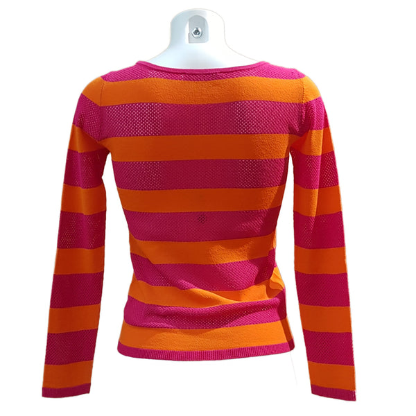 Tabaroni, Pullover mit orange-pinkfarbenen Blockstreifen