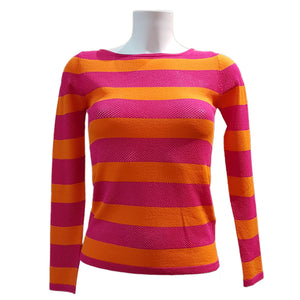 Tabaroni, Pullover mit orange-pinkfarbenen Blockstreifen