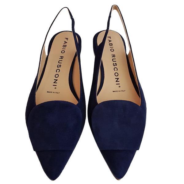 Fabio Rusconi, dunkelblauer, flacher Sling aus Veloursleder