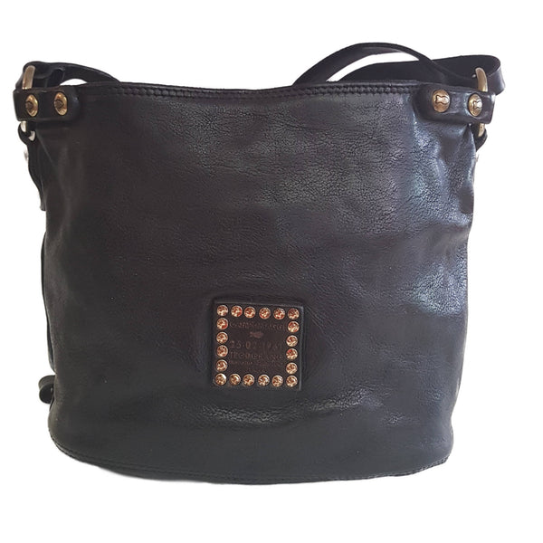 Campomaggi, Bucket Bag, schwarze Umhängetasche