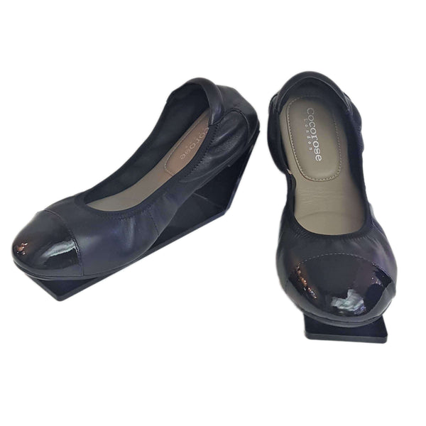 Cocorose London, Harrow, schwarze Ballerinas aus weichem Glattleder mit Lacklederkappe