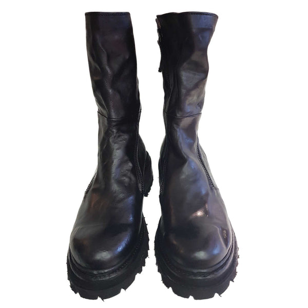 Cordwainer, schwarze Bootie-Stiefelette mit asymetrischen Reißverschlüssen