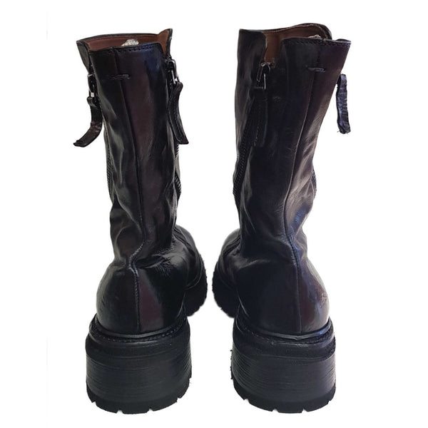 Cordwainer, schwarze Bootie-Stiefelette mit asymetrischen Reißverschlüssen