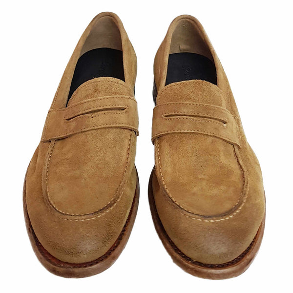 Cordwainer, rahmengenähter Wildlederslipper in Maisgelb