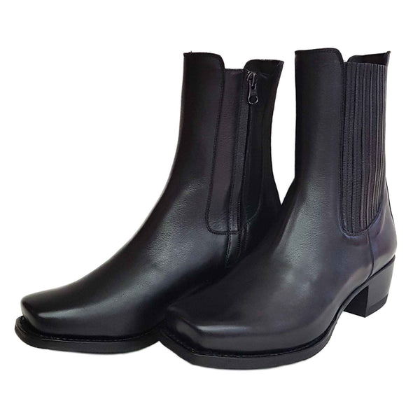 Sendra, elegante Cowboystiefelette in Schwarzem Glattleder handgearbeitet