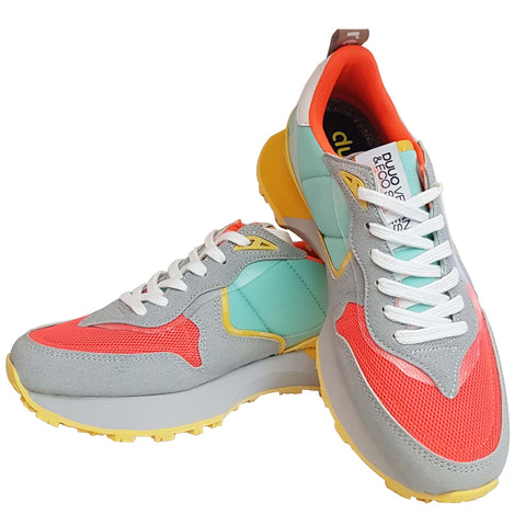 Duuo, vegane Sneaker in Neon-Orange, Grau