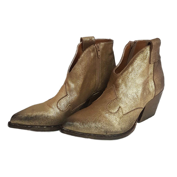 Cowboy-Stiefelette von Elena Iachi in Gold im Vintage-Look