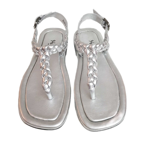 Homers, geflochtene Zehenteiler-Sandalette in Silber