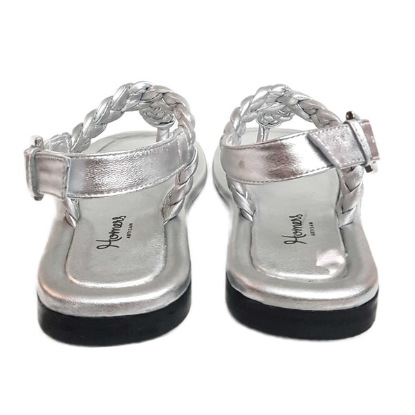 Homers, geflochtene Zehenteiler-Sandalette in Silber