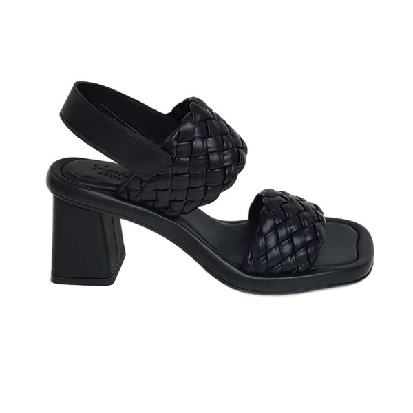 Homers, Flechtleder-Sandalette in Schwarz