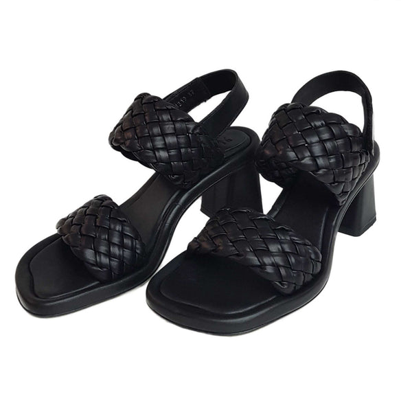 Homers, Flechtleder-Sandalette in Schwarz