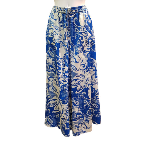 Joyce & Girls, Toledo, Sommerhose mit Paisley-Druck in Ecru-Royalblau