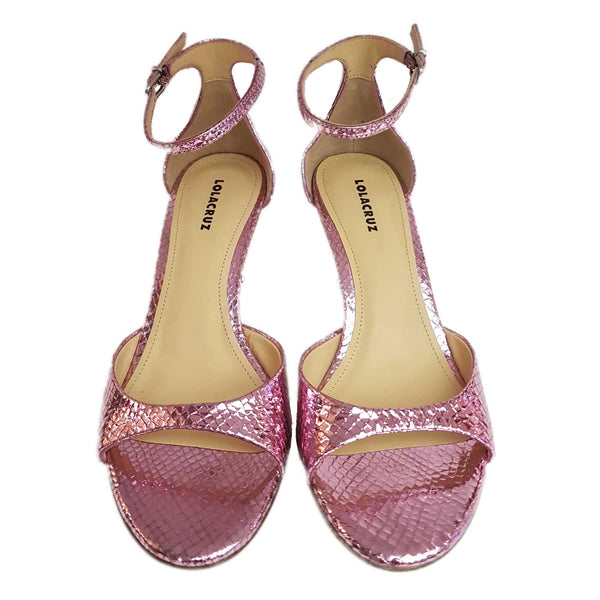 Lola Cruz, geprägte Sandalette in Pink