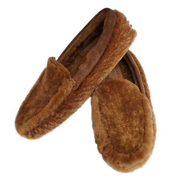 Milliways, cognacfarbener Lammfell-Slipper mit Noppensohle