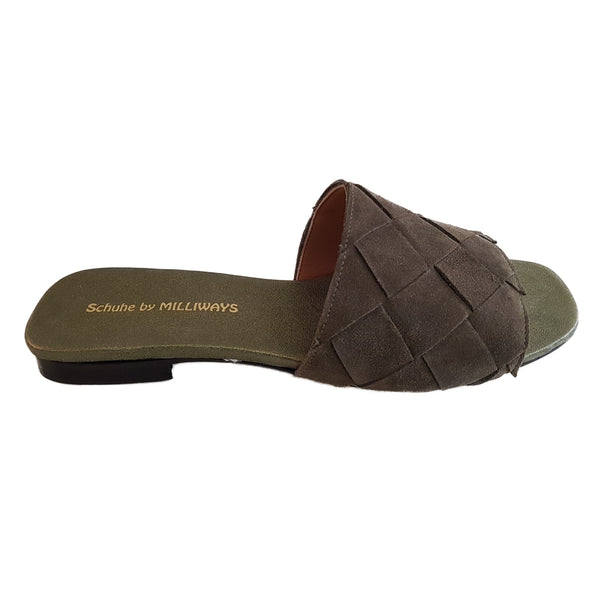 Milliways, Wildleder-Pantolette in Olivgrün
