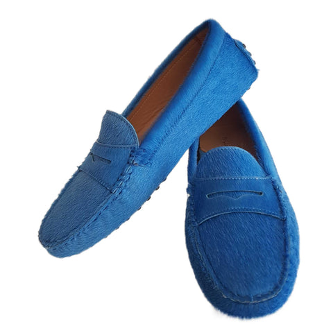 Milliways, Pennyloafer in Kornblumenblau mit Noppensohle