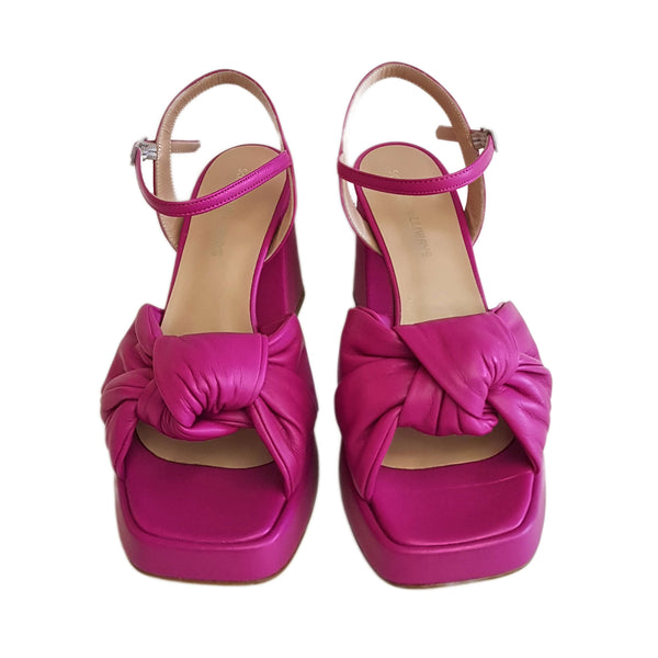 Milliways, Plateau-Sandalette mit Knoten in Fuchsia