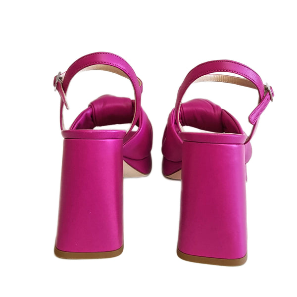 Milliways, Plateau-Sandalette mit Knoten in Fuchsia
