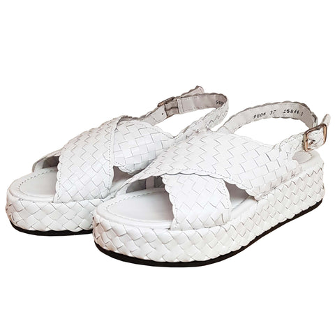 Pons Quintana, Forli, Flechtleder Plateau-Sandalette in Weiss