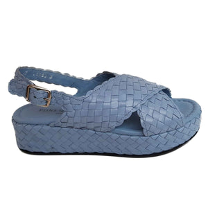 Pons Quintana, Flechtleder Plateau-Sandalette in Hellblau