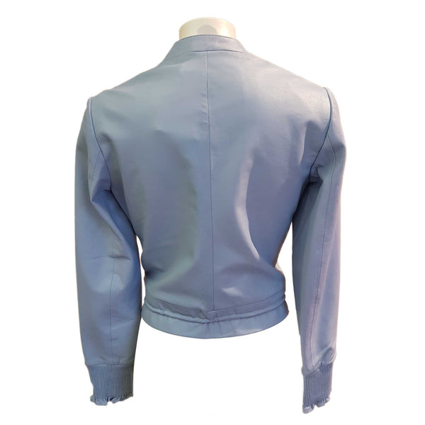 Ricano, hellblaue Nappa-Lederjacke mit Stehkragen