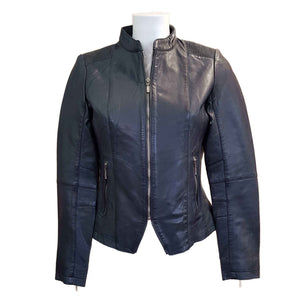 Ricano, dunkelblaue Lammnappa-Lederjacke im Bikerstil