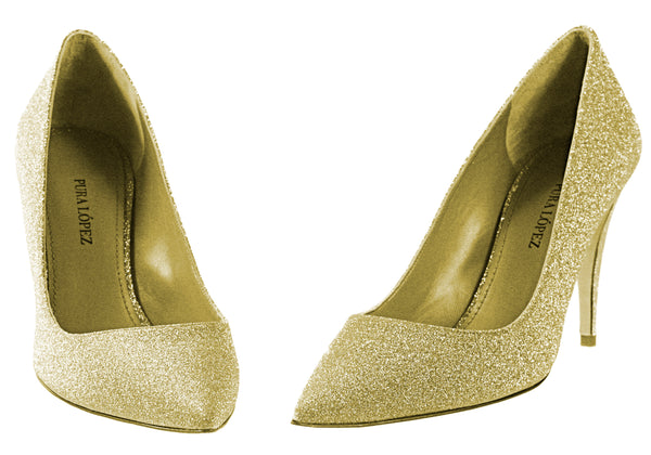 Pura Lopez, Pump mit Goldglitzer