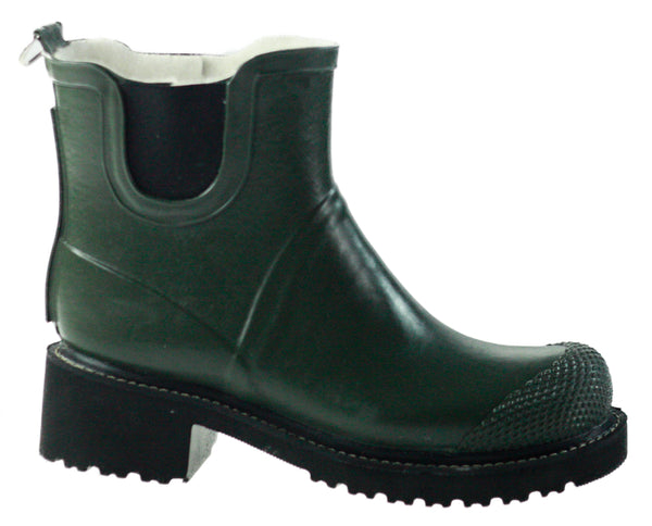 Ilse Jacobsen, Regenstiefel aus Naturgummi in Olive mit robuster, schwarzer Gummisohle